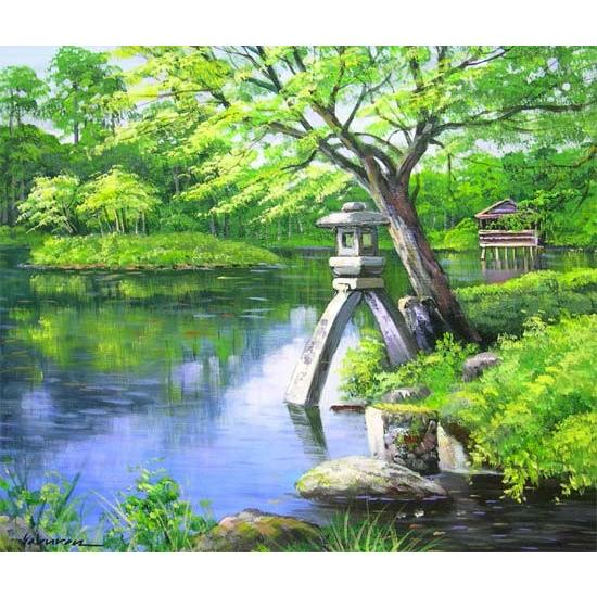 絵画 油絵 兼六園 (小池三郎) 【肉筆】【油絵】【日本の風景 絵画 油絵 兼六園 (小池三郎) 【肉筆】【油絵】【日本の風景