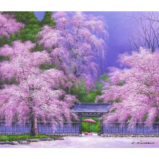 絵画 油絵 角館の桜 (木村由記夫) 【肉筆】【油絵】【桜絵 絵画 油絵 角館の桜 (木村由記夫) 【肉筆】【油絵】【桜絵