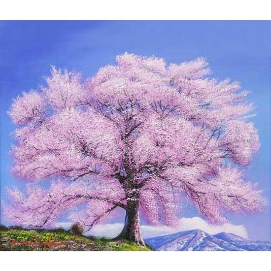 絵画　油絵　王仁塚（わにづか）の桜　（木村由記夫）　　【肉筆】【油絵】【桜絵】【日本の風景】【10号】｜kakejiku｜04