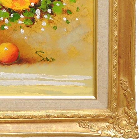 絵画 油絵 黄色いばら （SOO） 【肉筆】【油絵】【花】 : 掛け軸・絵画