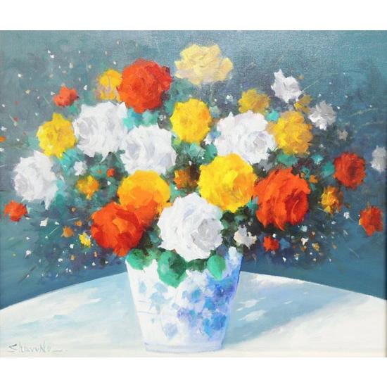 絵画 油絵 花バラ (春野修一) 【肉筆】【油絵】【花 絵画 油絵 花バラ (春野修一) 【肉筆】【油絵】【花