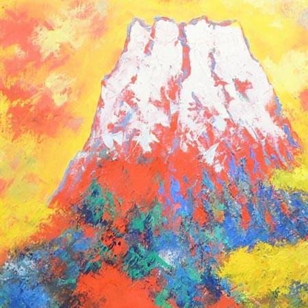 絵画 油絵 赤富士(縦) (山下時雄) 【肉筆】【油絵】【日本の 絵画 油絵 赤富士(縦) (山下時雄) 【肉筆】【油絵】【日本の