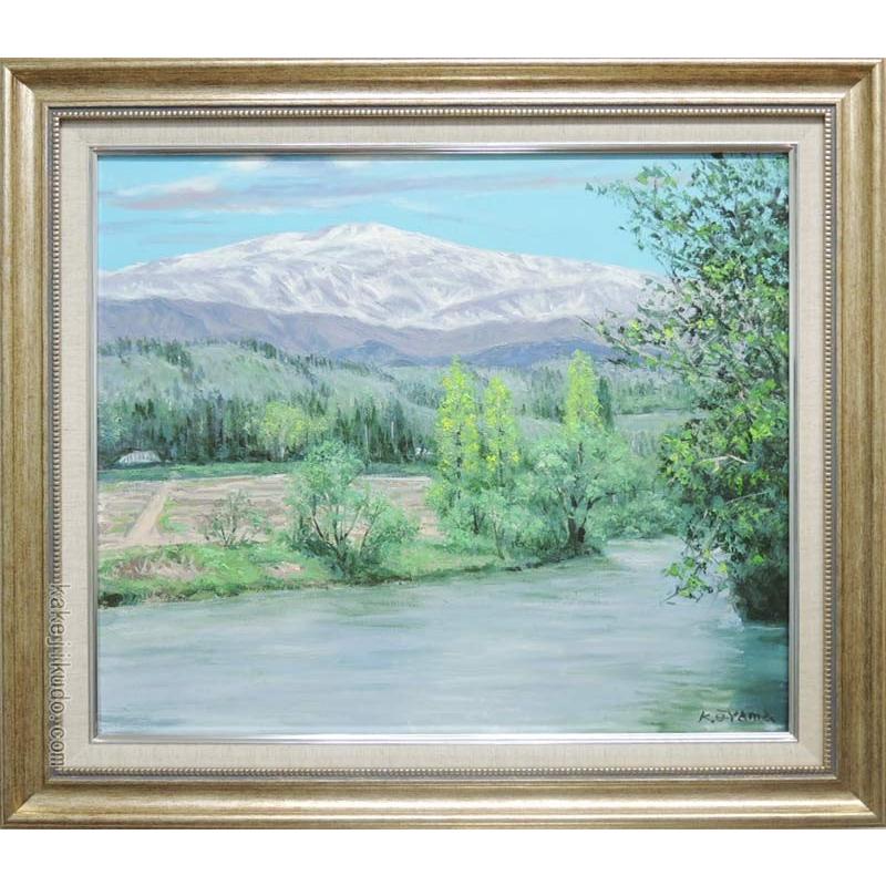 その他】 絵画 油絵 木場潟の白山 （大山功） 【海・山】【肉筆