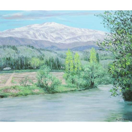 その他】 絵画 油絵 木場潟の白山 （大山功） 【海・山】【肉筆