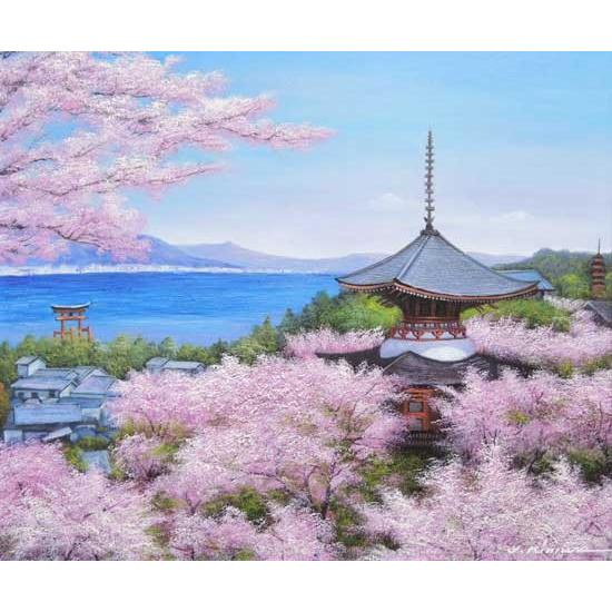 絵画　油絵　厳島神社　（木村由記夫）　　【肉筆】【油絵】【日本の風景】【10号】｜kakejiku｜04