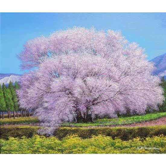 絵画 油絵 一心行の桜 (木村由記夫) 【肉筆】【油絵】【桜絵 絵画 油絵 一心行の桜 (木村由記夫) 【肉筆】【油絵】【桜絵