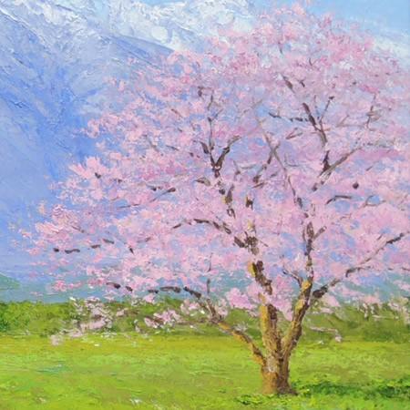 油絵 油彩 油彩画 絵 絵画 【松川の桜】 油絵 油彩 油彩画 絵 絵画 【松川の桜】 | HIROSHI1990