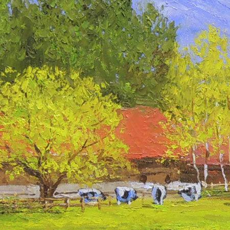 油彩画 小川久雄 遠野村(岩手) 10号 絵画 油絵 小岩井農場 （小川久雄） 【海・山】【肉筆】【油絵】【10号