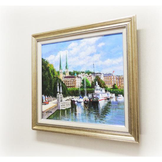 絵画 油絵 ルツェルン(スイス) (藤原英信) 【肉筆】【油絵 絵画 油絵 ルツェルン(スイス) (藤原英信) 【肉筆】【油絵