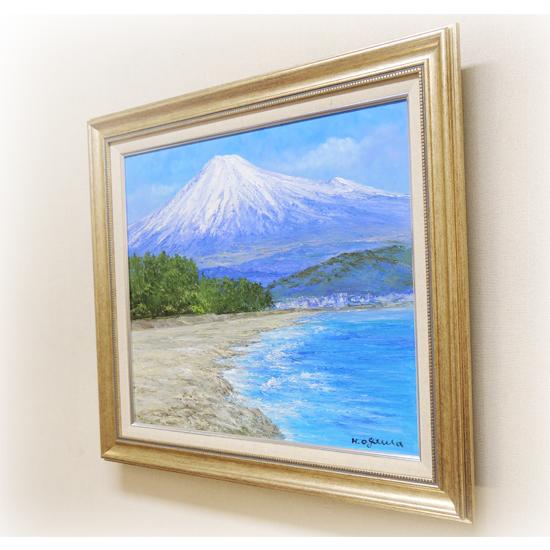 絵画 油絵 三保の松原からの富士 （小川久雄） 【肉筆】【油絵】【海