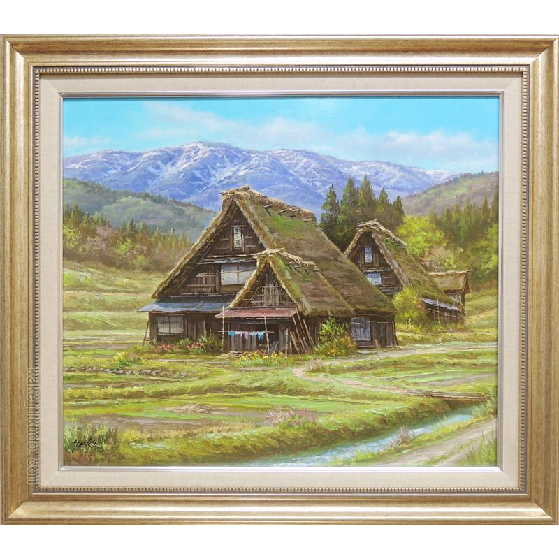 絵画　油絵　日本の原風景　白川郷　ミニ美 絵画 油絵 日本の原風景 白川郷 ミニ美