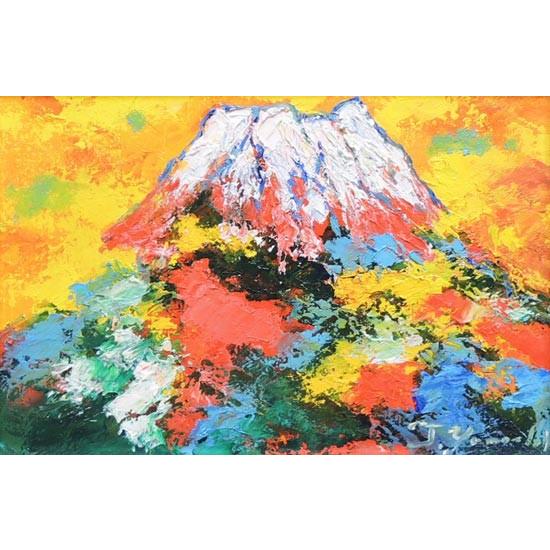 絵画 油絵 赤富士 （山下時雄） 【肉筆】【油絵】【日本の風景】【富士