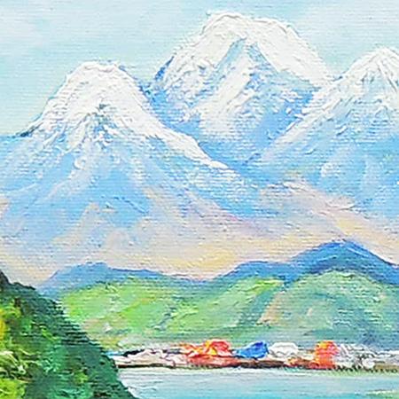 絵画 油絵 妙高と野尻湖 （松永利彦） 【肉筆】【油絵】【日本の風景