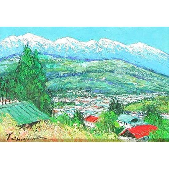 絵画 油絵 北アルプス山麓 （岡島哲夫） 【海・山】【肉筆