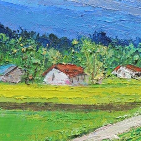 絵画 油絵 北アルプス （岡島哲夫） 【肉筆】【油絵】【日本の風景