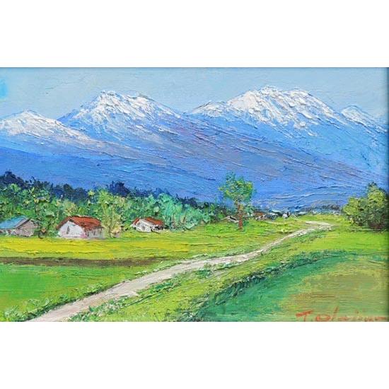 絵画 油絵 北アルプス （岡島哲夫） 【肉筆】【油絵】【日本の風景