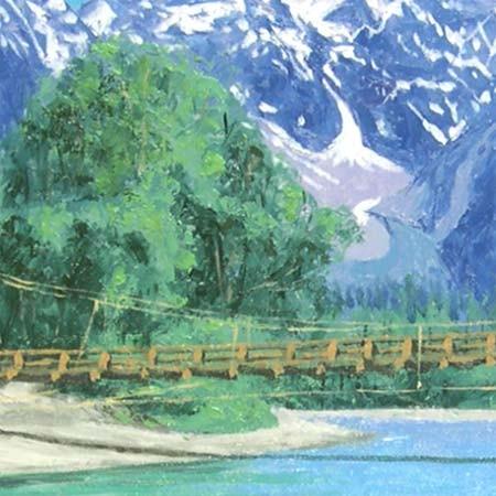 絵画 油絵 上高地 (大山功) 【海・山】【肉筆】【油絵】【日本 絵画 油絵 上高地 (大山功) 【海・山】【肉筆】【油絵】【日本
