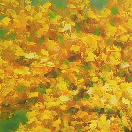 絵画 油絵 ミモザ （堀哲夫） 【肉筆】【油絵】【花】【横長