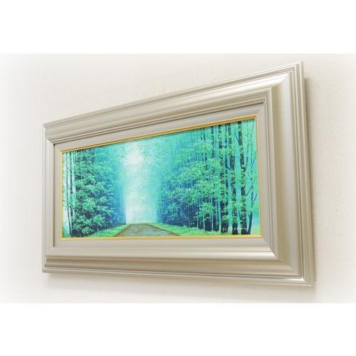 絵画 油絵 朝霧の道 （横山守） 【肉筆】【油絵】【日本の風景】【横長