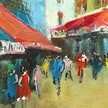 絵画 油絵 ムフタール通り（パリ） （岡島哲夫） 【肉筆】【油絵