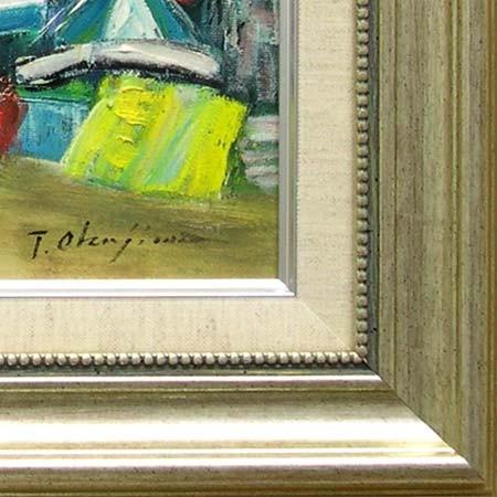 絵画　油彩肉筆画　真作　天野『ムフタールの朝市』1966年作　F6 絵画 油絵 ムフタール通り（パリ） （岡島哲夫） 【肉筆】【油絵