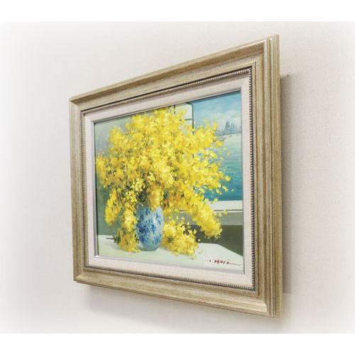 絵画 油絵 ミモザ （堀哲夫） 【肉筆】【油絵】【花】【6号】 : 掛け軸