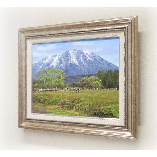 絵画 油絵 岩手山を望む (小川久雄) 【海・山】【肉筆】【油絵