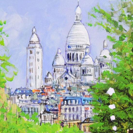 絵画 油絵 モンマルトル・サクレクール寺院 フランス・パリ 絵画 油絵 モンマルトル・サクレクール寺院 フランス・パリ