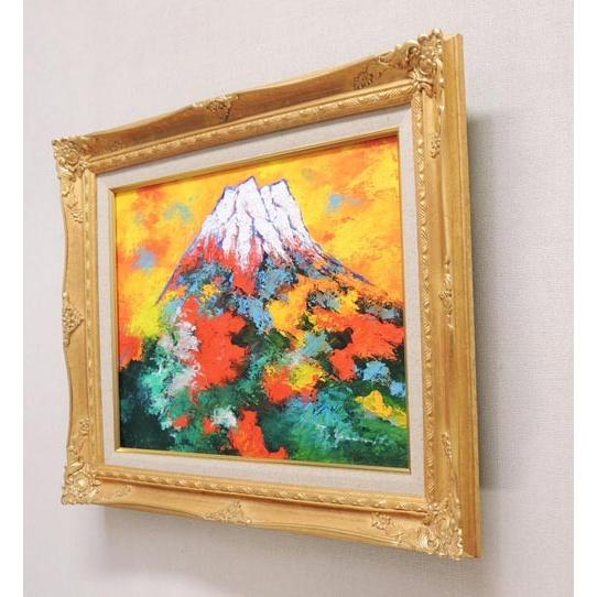 絵画 油絵 赤富士 （山下時雄） 【肉筆】【油絵】【日本の風景】【富士