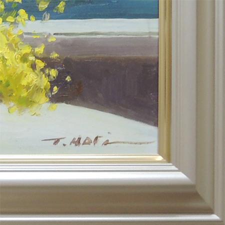 絵画 油絵 ミモザ （堀哲夫） 【肉筆】【油絵】【花】【横長