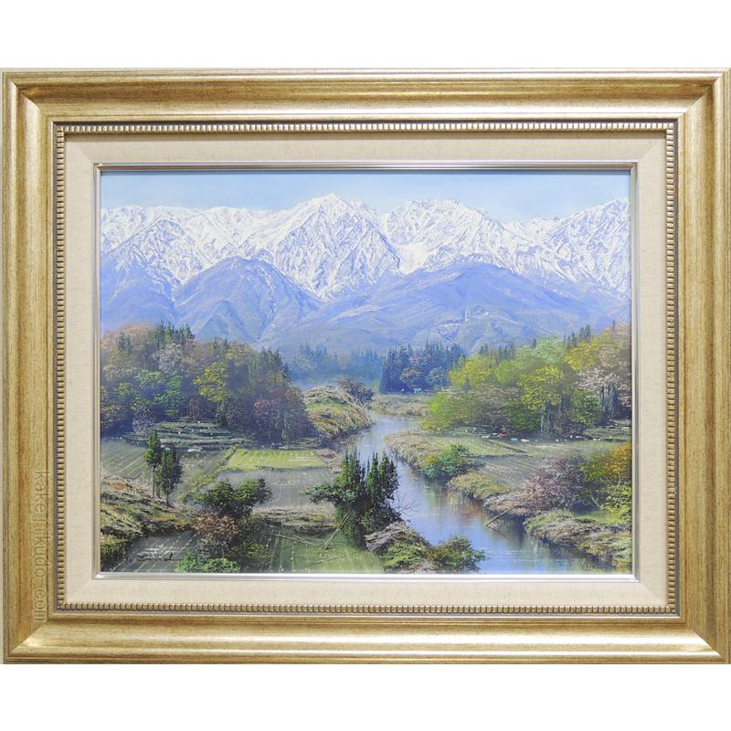 No4035額装　佐田光「南駒ヶ岳」　油彩画　F4号　直筆サイン　美術　送料無料 No4035額装 佐田光「南駒ヶ岳」 油彩画 F4号 直筆サイン 美術 送料無料