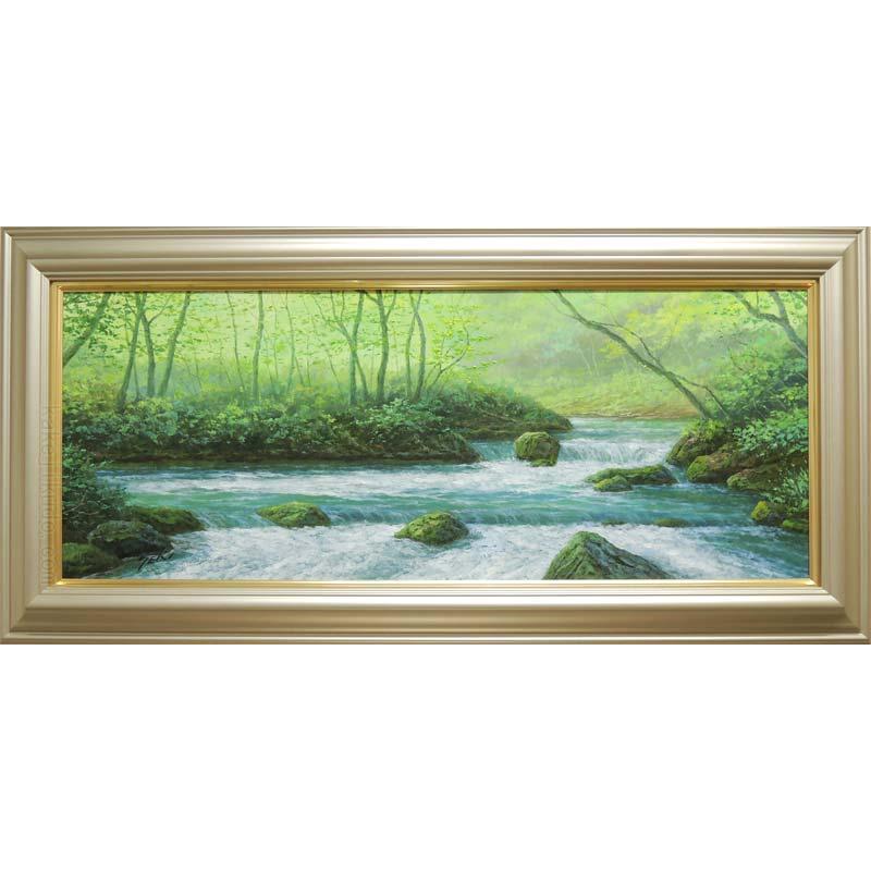 絵画 油絵 奥入瀬渓流 （関健造） 【肉筆】【油絵】【日本の風景
