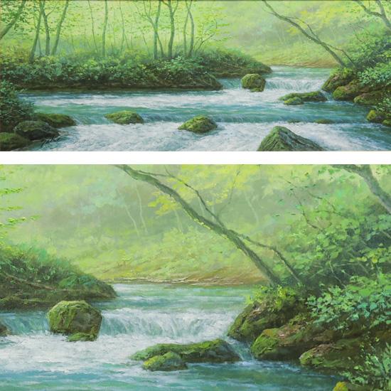絵画 油絵 奥入瀬渓流 （関健造） 【肉筆】【油絵】【日本の風景