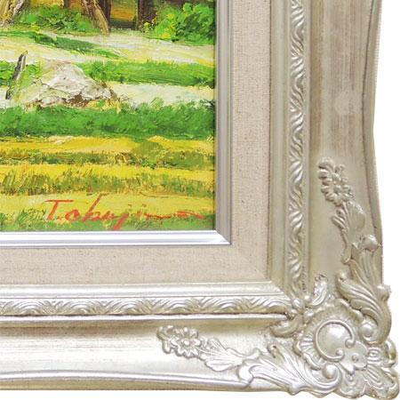 絵画 油絵 飛騨の民家 （岡島哲夫） 【肉筆】【油絵】【日本の風景