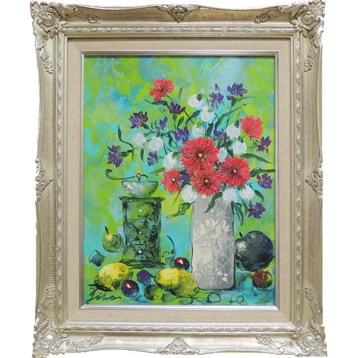 絵画　油絵　花 一点物】『 花霞の向こう －桜と菜の花－ 』油絵 F6号 油彩 インテリア