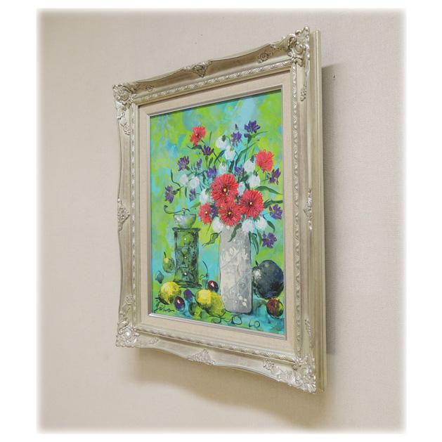 絵画 油絵 花のある静物 （加瀬洋子） 【肉筆】【油絵】【花】【6号