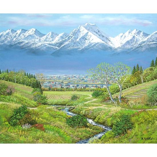 絵画 油絵 常念岳 山麓 F20号 (川合修二) 【海・山】【肉筆 絵画 油絵 常念岳 山麓 F20号 (川合修二) 【海・山】【肉筆