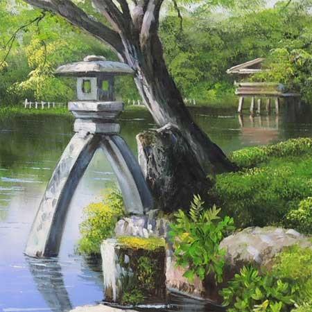 絵画 油絵 兼六園 F20号 (小池三郎) 【肉筆】【油絵】【日本の 絵画 油絵 兼六園 F20号 (小池三郎) 【肉筆】【油絵】【日本の