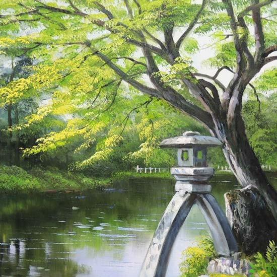 絵画 油絵 兼六園 F20号 (小池三郎) 【肉筆】【油絵】【日本の 絵画 油絵 兼六園 F20号 (小池三郎) 【肉筆】【油絵】【日本の