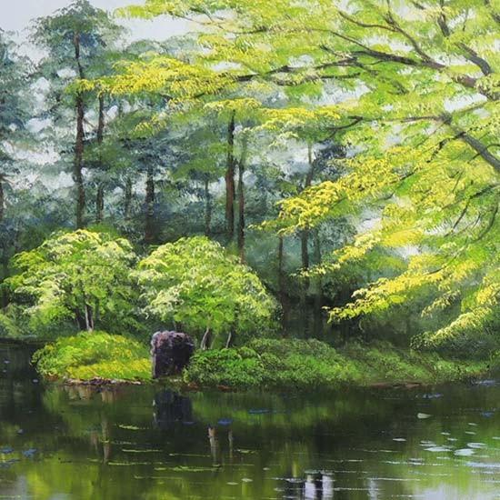 絵画 油絵 兼六園 F30号 （小池三郎） 【肉筆】【油絵】【日本の風景