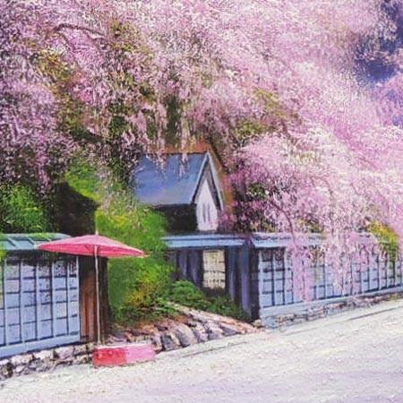 絵画 油絵 角館の桜 F20号 (木村由記夫) 【肉筆】【油絵 絵画 油絵 角館の桜 F20号 (木村由記夫) 【肉筆】【油絵
