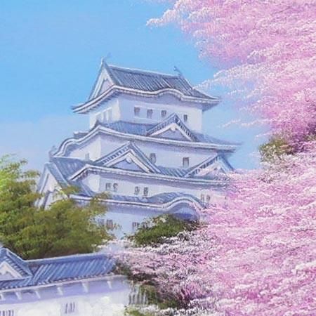 絵画 油絵 姫路城の桜 F30号 (木村由記夫) 【肉筆】【油絵 絵画 油絵 姫路城の桜 F30号 (木村由記夫) 【肉筆】【油絵