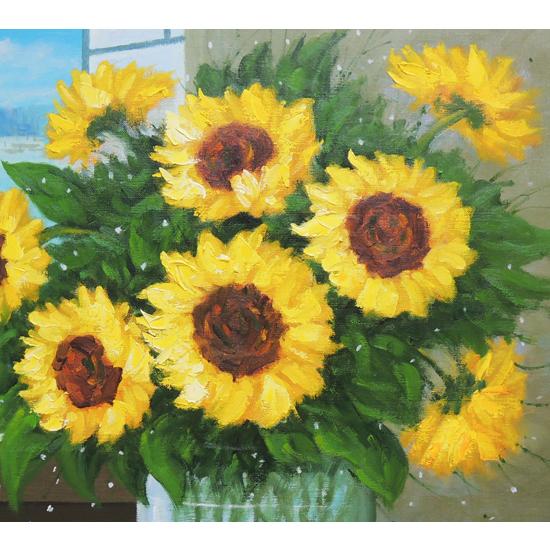 絵画 油絵 ひまわり F30号 （堀哲夫） 【肉筆】【油絵】【花