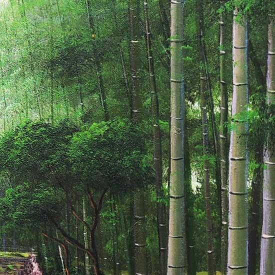 絵画 油絵 竹林 F30号 （堤照男） 【肉筆】【油絵】【日本の風景