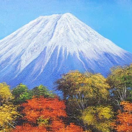 絵画 油絵 富士と滝と紅葉 F30号 (木村由記夫) 【肉筆】【油絵 絵画 油絵 富士と滝と紅葉 F30号 (木村由記夫) 【肉筆】【油絵