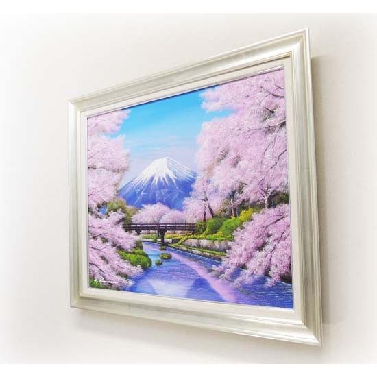 絵画 油絵 忍野富士に桜 F20号 (木村由記夫) 【肉筆】【油絵 絵画 油絵 忍野富士に桜 F20号 (木村由記夫) 【肉筆】【油絵