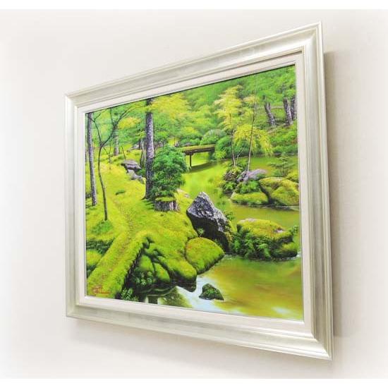 油絵 風景画 西琳寺のサルスベリ【8月】 絵画 油絵 苔寺（西芳寺） F30号 （堤照男） 【肉筆】【油絵】【日本の