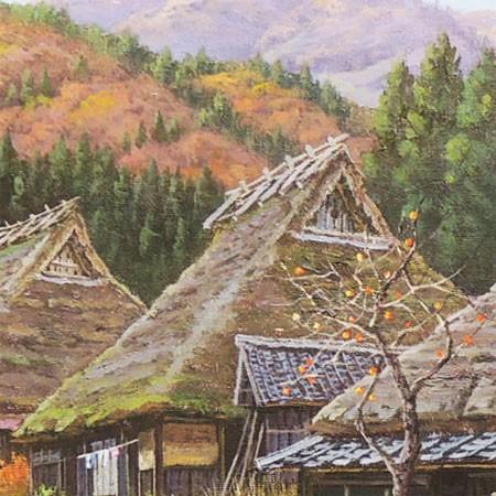 油彩画 F20号 アンティーク 山水風景画 額装 油彩画 F20号