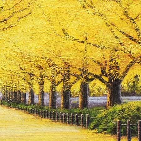 絵画 油絵 神宮外苑いちょう並木 F30号 （木村由記夫） 【肉筆】【油絵