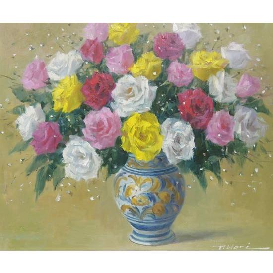 絵画 油絵 ばら F30号 (堀哲夫) 【肉筆】【油絵】【花】【大型 絵画 油絵 ばら F30号 (堀哲夫) 【肉筆】【油絵】【花】【大型